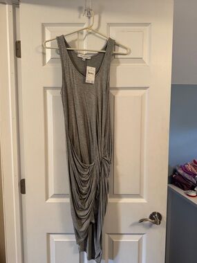 The Vanity Room Gray Asymmetrical Knot-Detail Dress